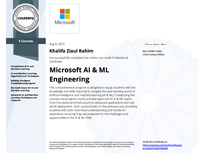 Microsoft AI & ML Engineering Certificate