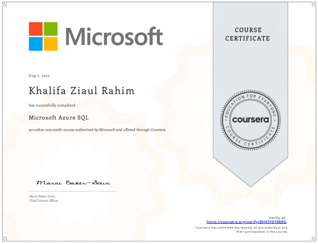 Microsoft Azure SQL Certificate