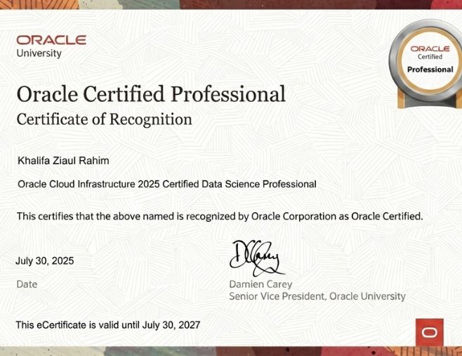 Oracle Data Science Certificate